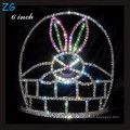 Conejo de conejo pintado corona Tiara de Halloween para los cabritos, corona de pascua cristalina